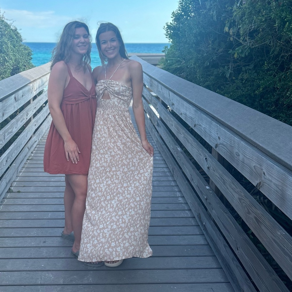 Beige Floral Maxi Dress
